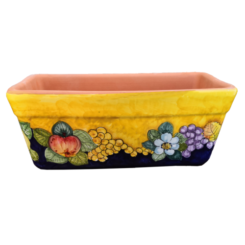 Jardinière rectangulaire. Fond jaune avec raisins,... 2