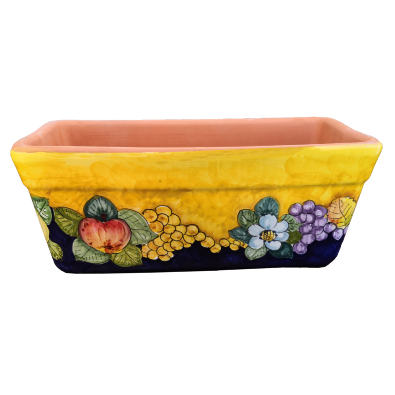 Jardinière rectangulaire. Fond jaune avec...