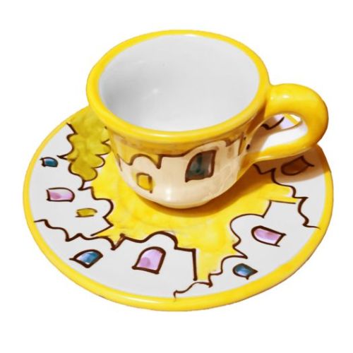 Taza de café con platillo, línea de la casa. Cerámica Vietri.