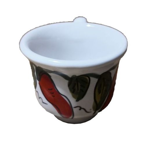 Tazzina da caffè con piattino, Linea Peperoncini. Ceramica di Vietri.