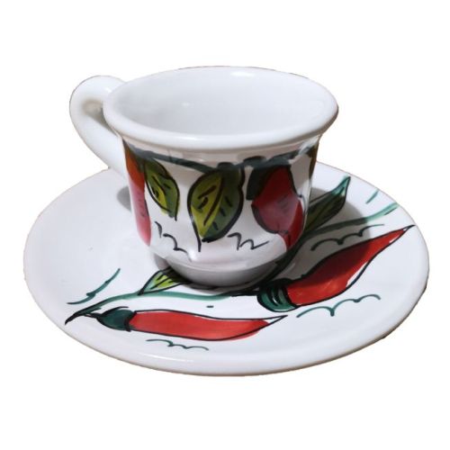Taza de café con platillo, de la línea Peperoncini....