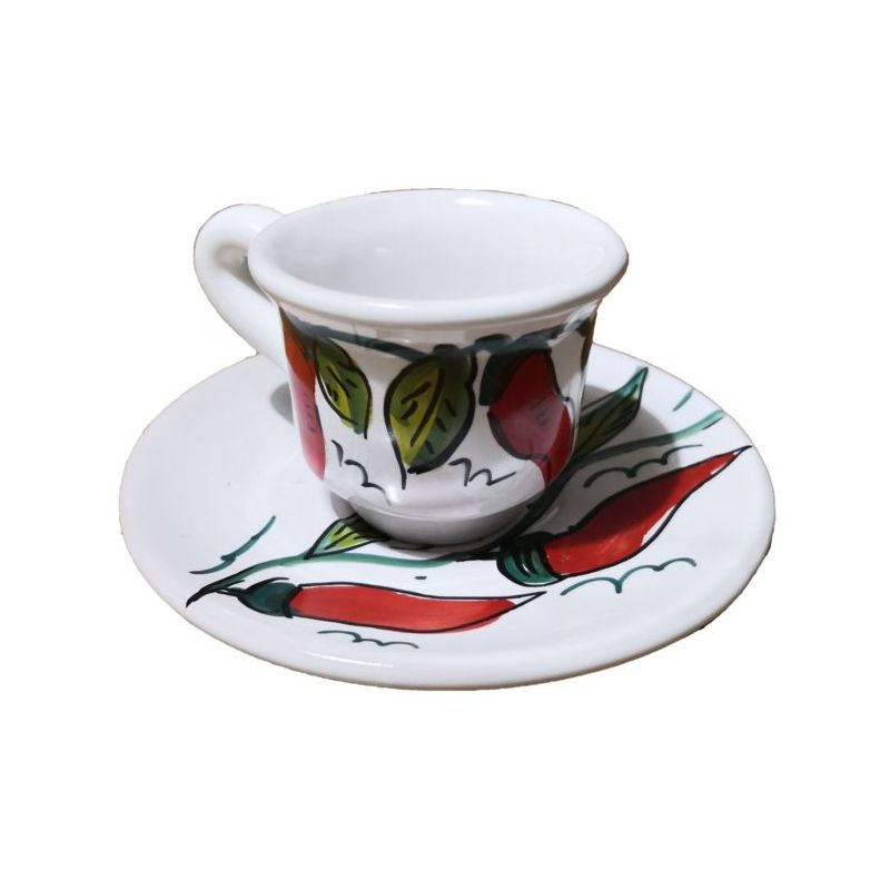 Kaffeetasse mit Untertasse. Chili-Linie....