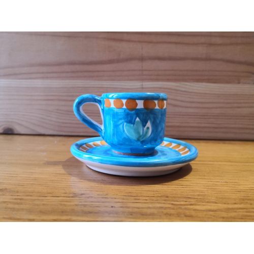 Service Tasses à Café etTasse et sous-tasse. Ligne Pinceau. Céramique de Vietri. Peinte à la main.