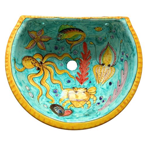 Fontaine de jardin. Ligne Mer. Céramique de Vietri, peinte à la main. Élégance artisanale pour votre extérieur.