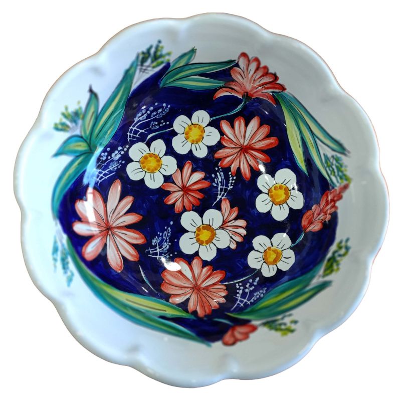 Bowl Scalloped salad bowl. Hand-painted Vietri...