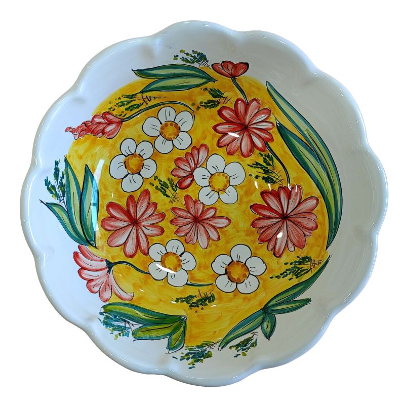 Salatschüssel mit Wellenschliff. Handbemalte...