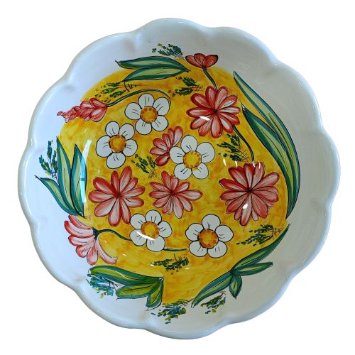 Ensaladera festoneada. Línea Flores de Cerámica Vietri pintadas a mano.