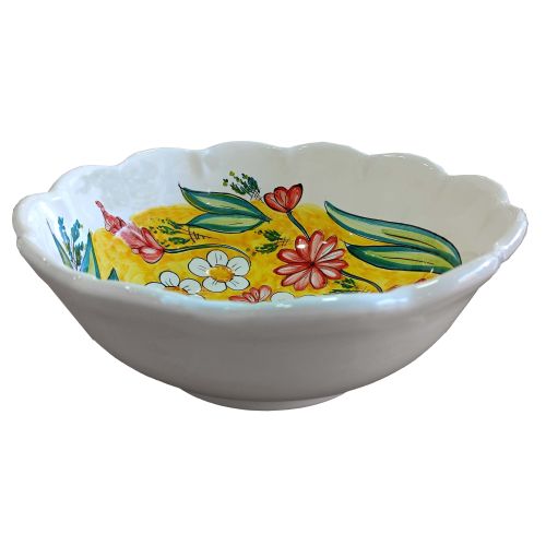 Ensaladera festoneada. Línea Flores de Cerámica Vietri pintadas a mano.