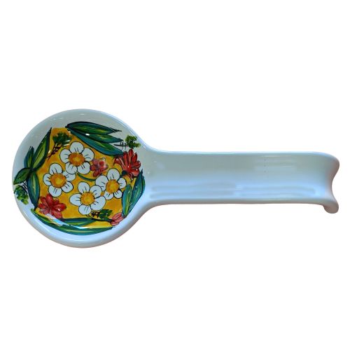 Reposacucharas Flower Line. Cerámica Vietri pintada a mano.