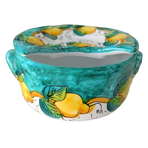 Sponzapane Porta Mozzarella linea Limoni - Ceramica di Vietri dipinta a mano