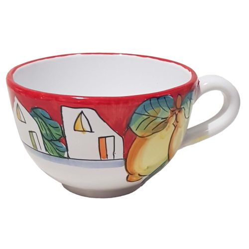 Taza de leche/tapa/té. Línea de casas y limones. Cerámica... 2