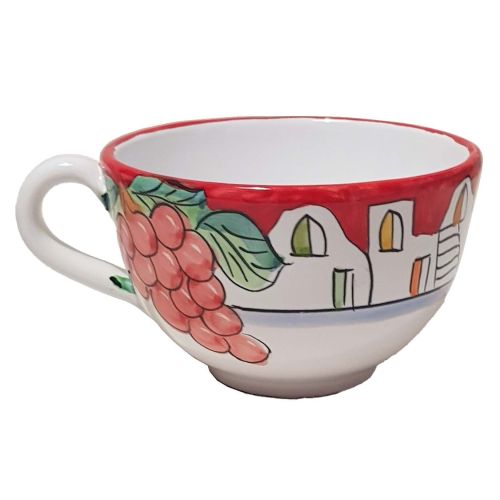 Tasse. Ideal für Milch, Cappuccino oder Tee. Häuser & Zitronen Linie. Vietri-Keramik. Handbemalt.