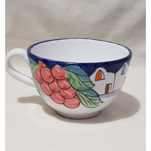 Tasse. Ideal für Milch, Cappuccino oder Tee. Häuser & Zitronen Linie. Vietri-Keramik. Handbemalt.