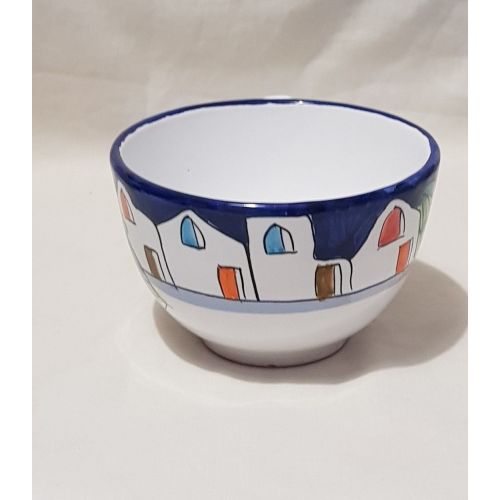 Tasse. Ideal für Milch, Cappuccino oder Tee. Häuser & Zitronen Linie. Vietri-Keramik. Handbemalt.