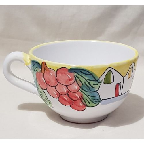 Taza. Ideal para leche, cappuccino o té. Línea Casitas y Limones. Cerámica de Vietri. Pintada a mano.