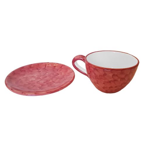 Cup. Perfect for milk, cappuccino, or tea. Brushstroke line. Vietri ceramic. Hand-painted.