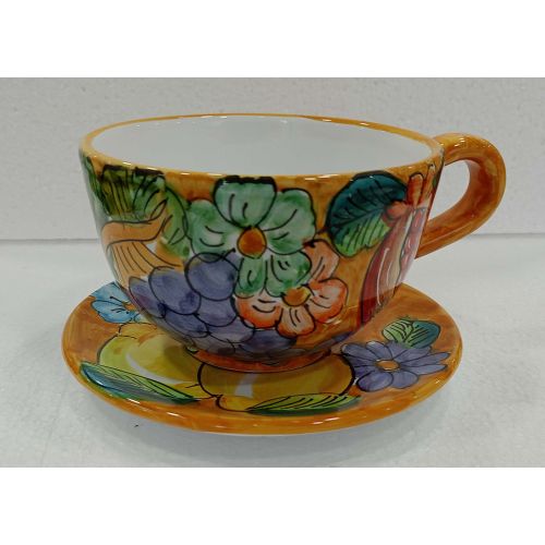 Cup. Perfect for milk, cappuccino, or tea. Little Houses line. Vietri ceramic. Hand-painted.