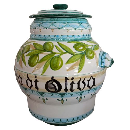 Tarro contenedor de aceite de 5lt. Cerámica Vietri pintada a mano.