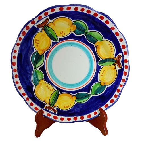 Assiette. Ligne Citrons Tout Autour. Céramique de Vietri. Disponible creuse, plate, dessert ou sous-assiette.
