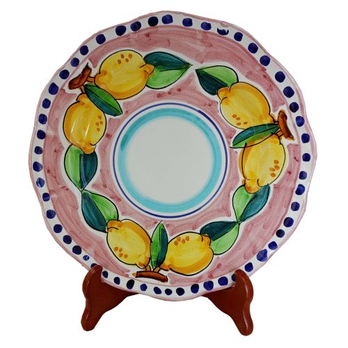 Assiette. Ligne Citrons tout autour. Céramique de Vietri. Peinte à la main.