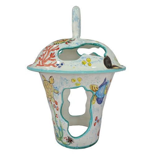 Outdoor lantern. Sea line. Vietri ceramics. Hand painted