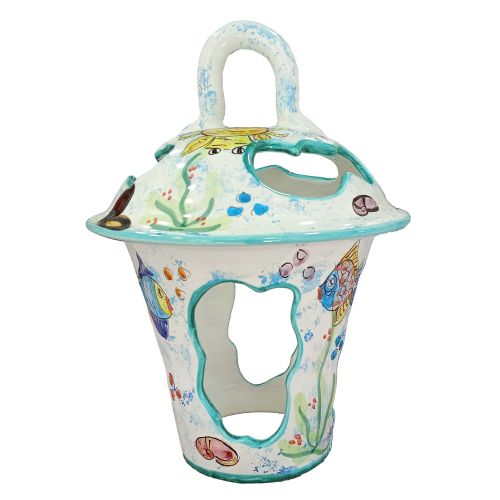 Outdoor lantern. Sea line. Vietri ceramics. Hand painted