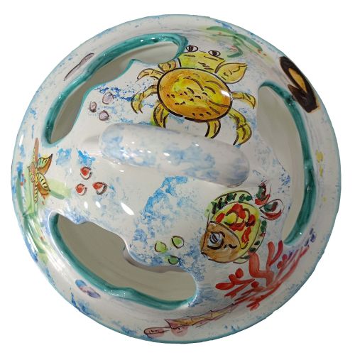 Outdoor lantern. Sea line. Vietri ceramics. Hand painted