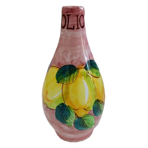 Cruet Bouteille d'huile vinaigre Ligne Vinaigre Citrons et Fleurs. Céramique Vietri peinte à la main