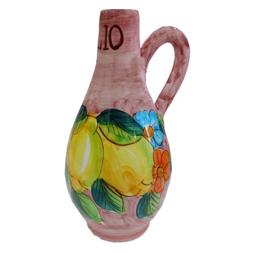 Menage Essigölflasche Essig-Zitronen- und Blumen-Linie. Handbemalte Vietri-Keramik
