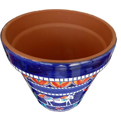 copy of Konische Vase mit blauem Barocco-Hintergrund und Zitronen, Motiv Zitronen und Barock. Handbemalte Vietri-Keramik.