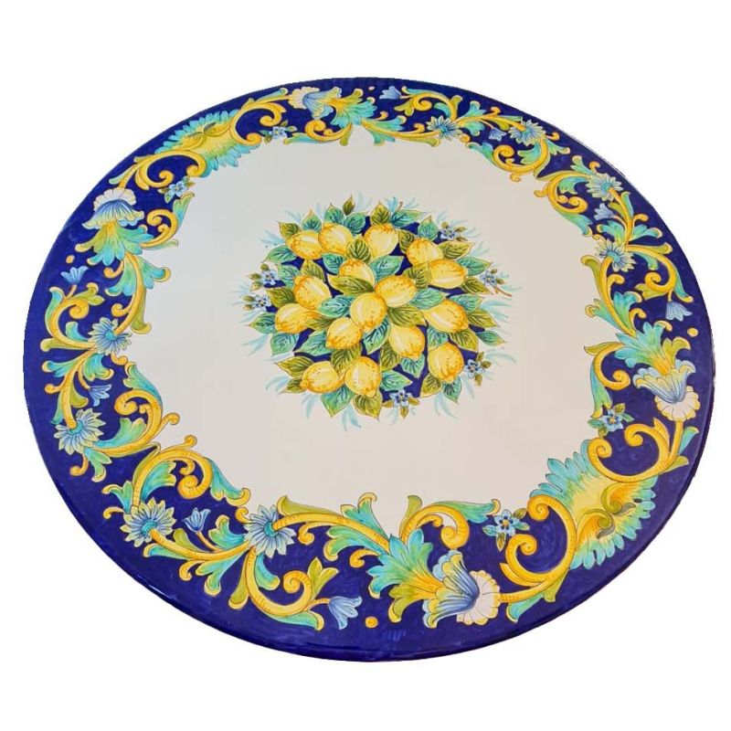 Tavolo in pietra lavica ceramizzata Ravello dipinto a mano. Ceramica di Vietri