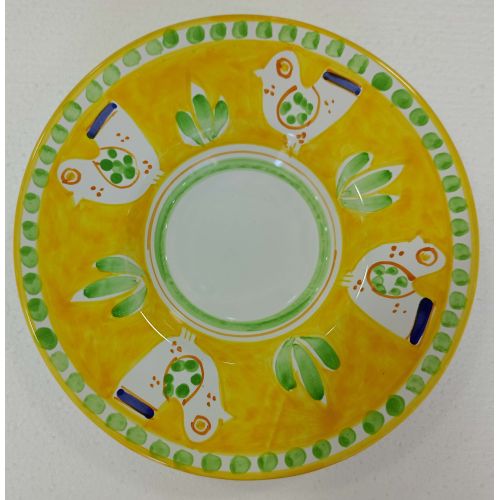 Priest hat plate with rim. Animals Line. Vietri ceramic. Hand-painted.