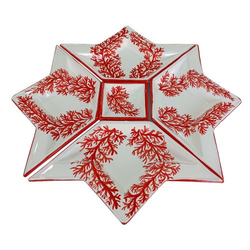 Appetizer set. Cold Dinner. 5 pieces. Marini line, coral. Hand-painted Vietri ceramics.
