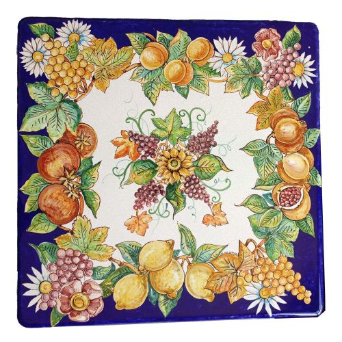 Tavolo in pietra lavica ceramizzata. Furore. dipinto a mano. Ceramica di Vietri