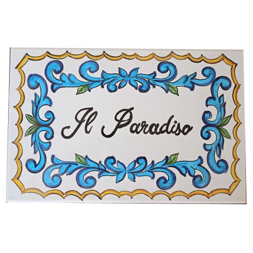 Plaque rectangulaire personnalisable. Céramique Vietri...