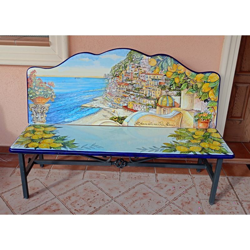 Bench in ceramicized lava stone. Hand-painted...