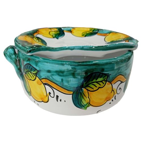 Mozzarellahalter Lemon Line - Handbemalte Vietri-Keramik