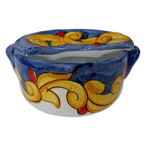 Sponzapane Porta Mozzarella linea barocco - Ceramica di Vietri dipinta a mano