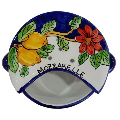 Esponzapano. Trae mozzarella. Línea Flores y Limones - Cerámica Vietri pintada a mano