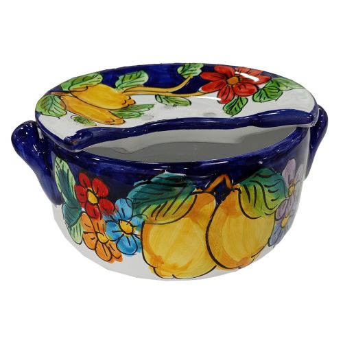 Esponzapano. Trae mozzarella. Línea Flores y Limones - Cerámica Vietri pintada a mano