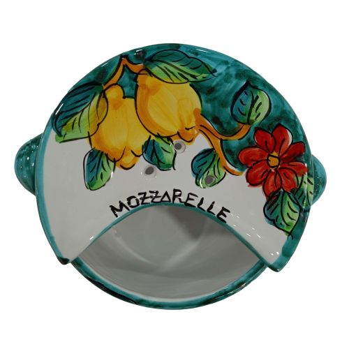 Sponzapan. Bringen Sie Mozzarella mit. Linie Blumen und Zitronen – Handbemalte Vietri-Keramik