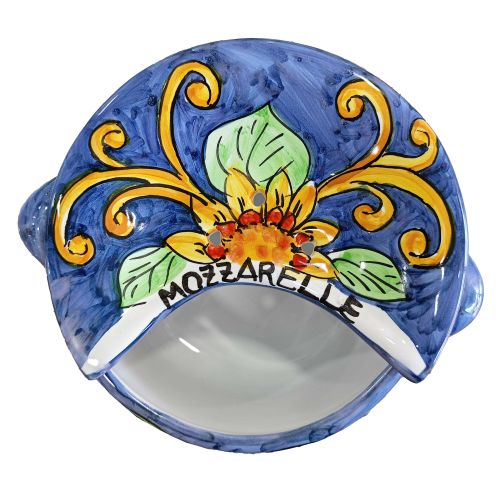 Esponzapano. Trae mozzarella. Línea Flores - Cerámica Vietri pintada a mano