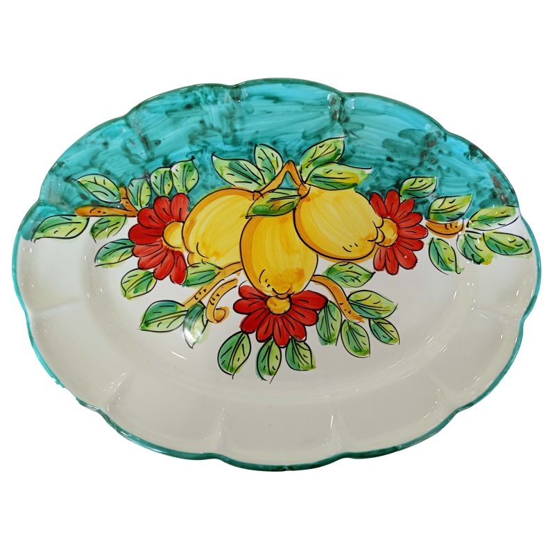 Oval tray plate. Scalloped oval. Lemons and Flowers line. Vietri ceramic serving plates.