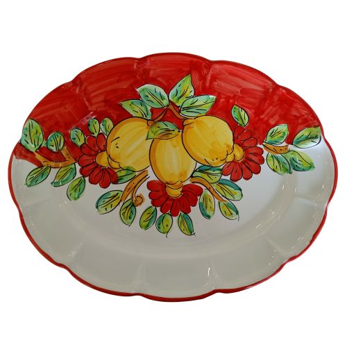 Plato bandeja ovalado con borde. Línea Limones y Flores....