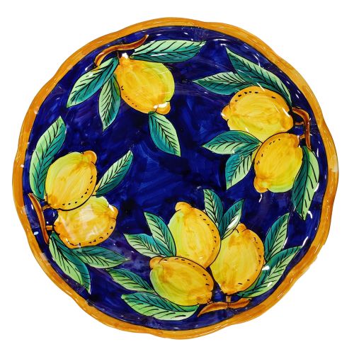 Bowl scalloped border Lemon Line - handpainted Vietri ceramic