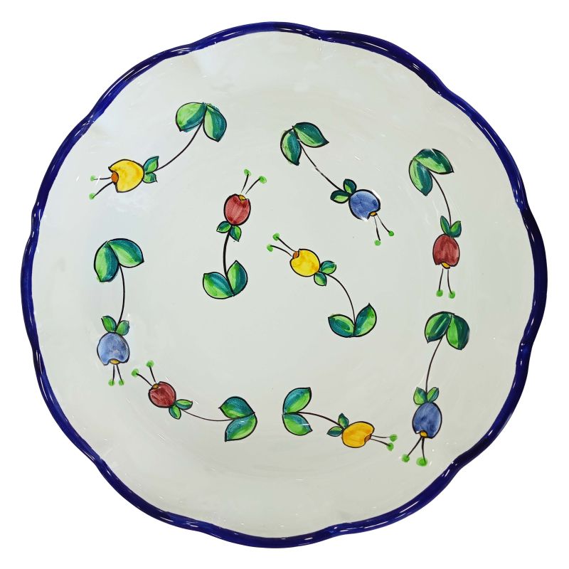 Saladier festonné. Ligne de fleurs en céramique...