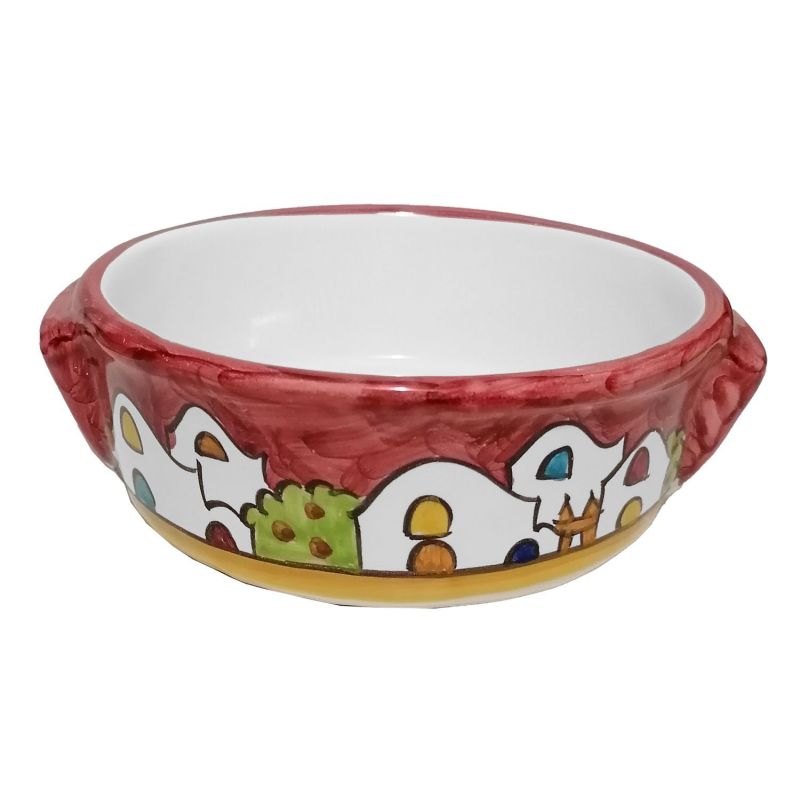 Oven terrine. Houses line. Hand Painted Vietri...