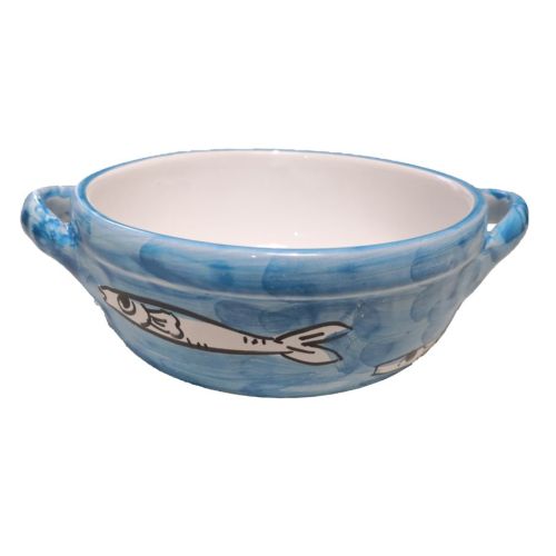 Oven terrine. Sardine line. Hand painted Vietri ceramics