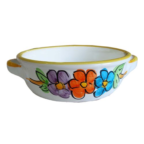 Terrine backen. Blumenlinie. Handbemalte Vietri-Keramik