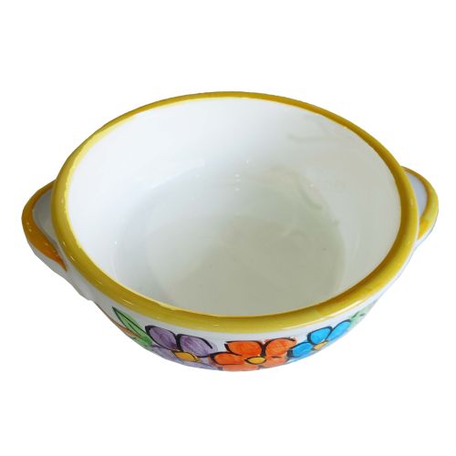 Terrine backen. Blumenlinie. Handbemalte Vietri-Keramik